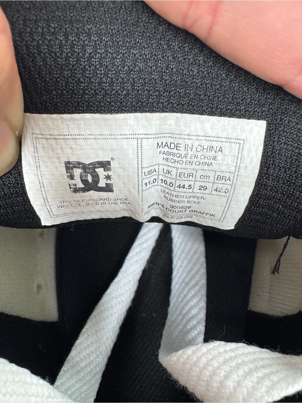 DC White and Black Skate Sneakers with Large Logo - Picture 10 of 11